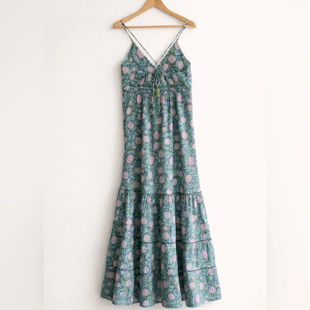 Perry Walker Annie Maxi III Blue Green Dress‎ One Size